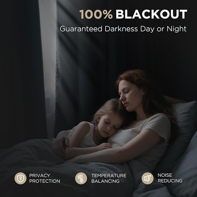 Joydeco Linen Blackout Curtains for Bedroom - 100% Light Blocking 1 Panels, Light Beige Drapes 70" W x 108" L, Thermal Insulated Room Darkening Curtains for Living Room, Rod Pocket & Back Tabs