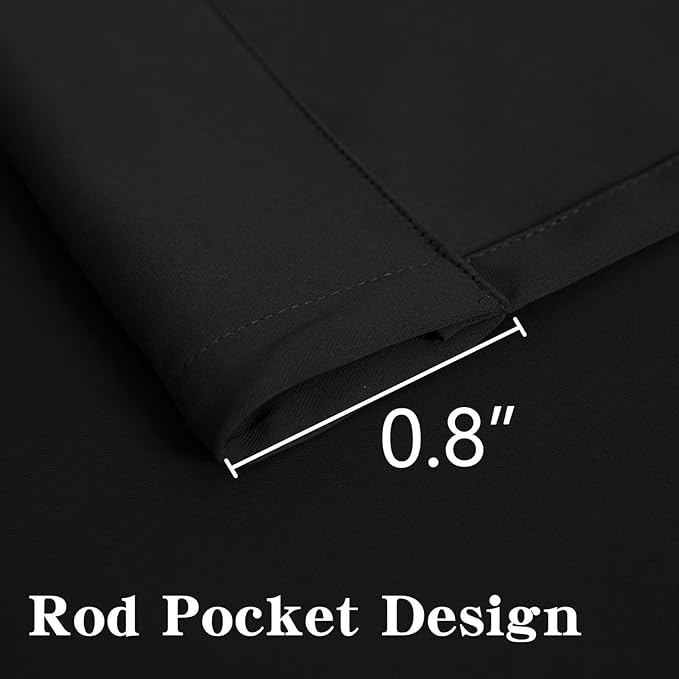 Blackout Curtains 96 Inch Length 2 Panels Set, Black Out Curtains for Bedroom 96 Inch Long, Rod Pocket Energy Saving Room Darkening Drapes for Living Room Window Dark Grey(W52 x L96)