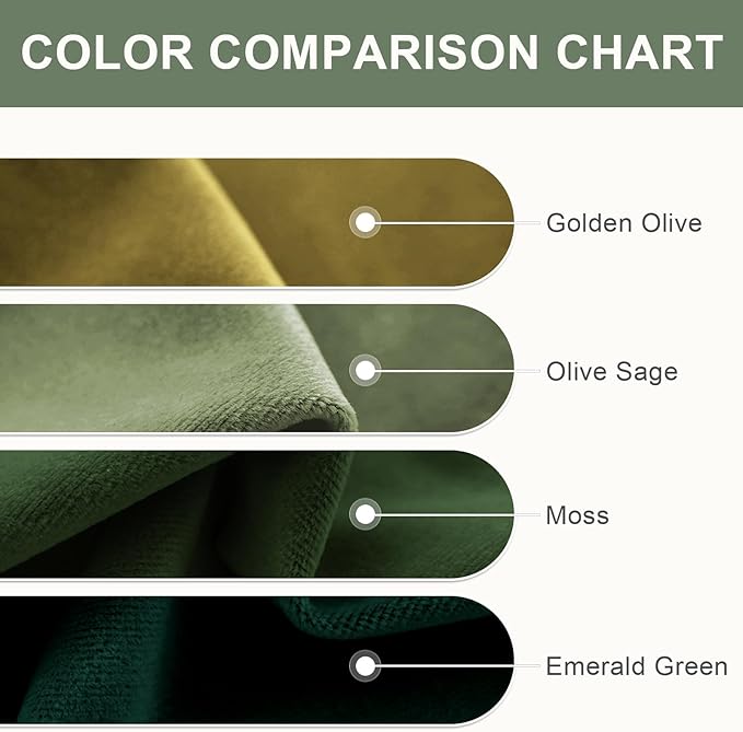 Lazzzy Velvet Green Curtains 108 Inches Long Black Out Thermal Insulated Room Darkening Curtain Drapes Luxury Back Tab Window Treatments for Bedroom Living Room 2 Panels, 52 x 108 Inch, Olive Sage