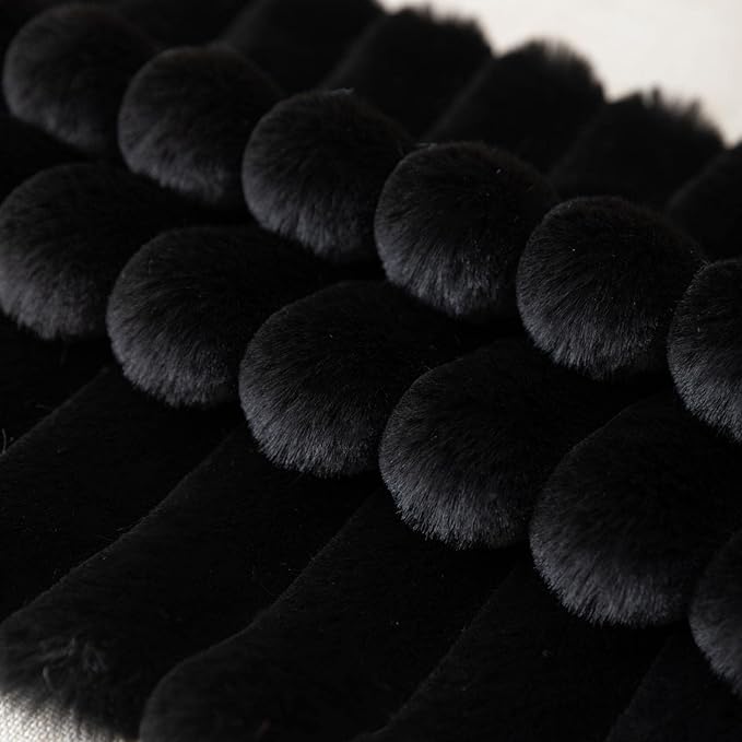ZLINA Set of 2 Black Faux Fur Decorative Throw Pillow Covers Fluffy Striped Pillowcase Cushion Covers 24 x 24 Inch Decor Sofa Couch Bedroom