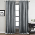 StangH Grey Velvet Curtains 96 inches Long Room Darkening Window Drapes for Living/Dining Room, Solid Rod Pocket Panels for French Door/Cottage, W52 x L96, 2 Panels