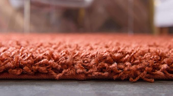 Unique Loom Solid Shag Collection Area Rug (9' x 12' 2" Rectangle, Terracotta)