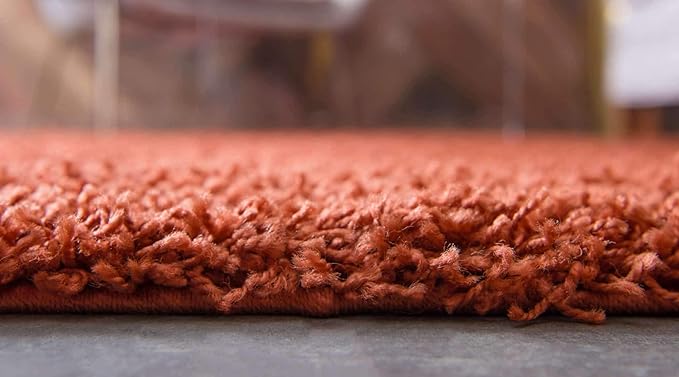 Unique Loom Solid Shag Collection Area Rug (8' x 11' Rectangle, Terracotta)