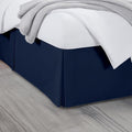 Full Bed Skirt, Luxury 12 Inch Drop Navy Blue Pleated Bed Skirt, Double Brushed Microfiber, Box Pleat Design, Wrinkle & Fade Resistant, Easy Fit Tailored Bedskirt for Full Size Beds