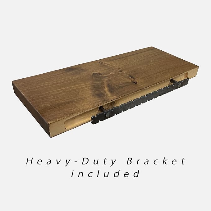 URBANDI, Rustic Floating Shelves, Set of 2, Hidden Bracket, Solid Wood, Heavy Duty, Wall Mounted Shelves, (Dark Brown, 36Wx6D)
