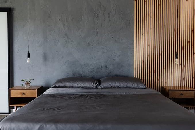 Cozy Earth Luxury Bed Sheet Set - 100% Viscose from Bamboo Fabric, Ultra-Soft & Breathable, Fits Regular & Deep Pocket Mattresses up to 20" - 4 Pieces Split King Sheet Set Charcoal