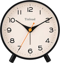4.5" Antique Retro Analog Alarm Clock, Small Silent Bedside Desk Clock,Lighted on Demand, Battery Operated, Snooze, for Living Room, Bedroom, Bedside(Black)