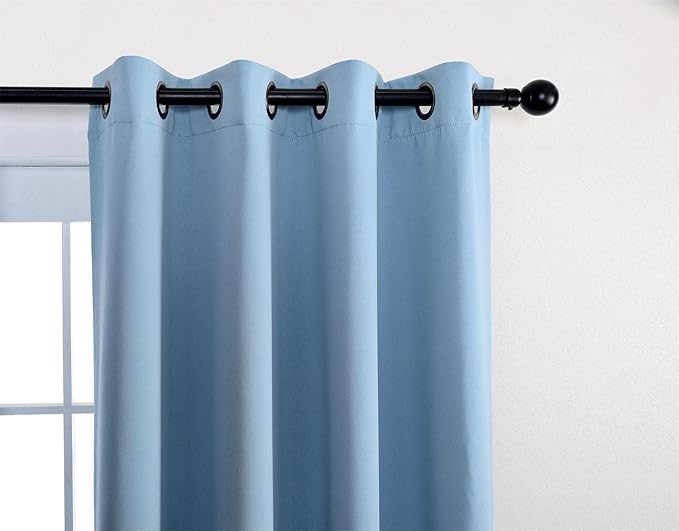MIUCO Room Darkening Soild Grommet Blackout Curtains Panels for Nursery Window Curtains Set of 2 52x95 Inch Sky Blue, Bonus 2 Tie Backs Included