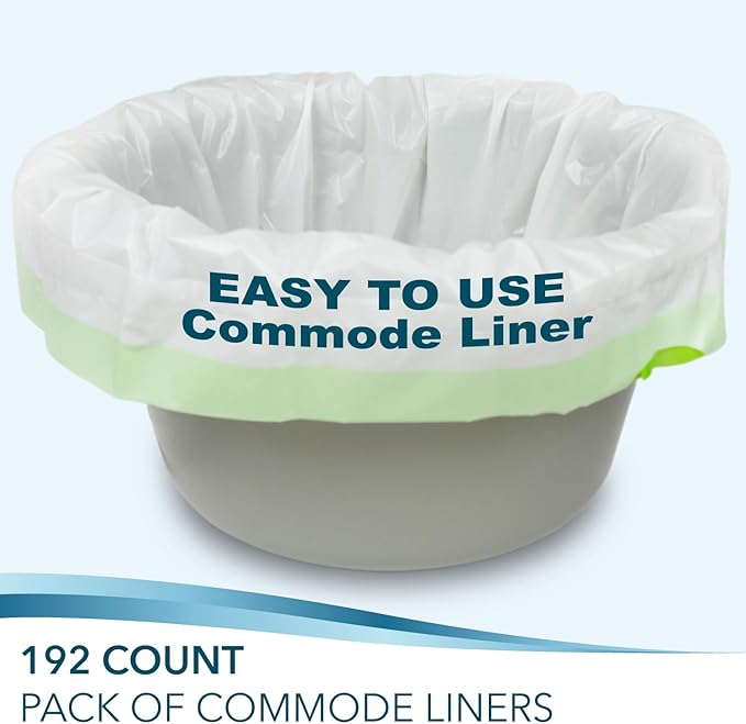 TidyCare Disposable Bedside Commode Liners for Adult Portable Toilet Chair Seat Bucket and Bedpan | Value Pack of 192 Waste Bags | Universal Fit Liners for Home Medical Care