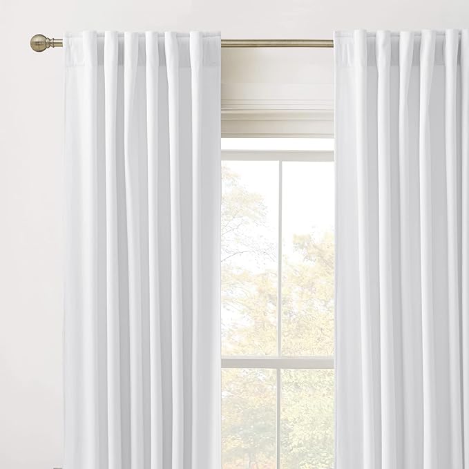 RYB Home White Velvet Curtains 84 inches - Plush Soft Modern Decorative Drapes Back Tab & Rod Pocket Window Treatment Panels for Bedroom Living Room Dining Room, W52 x L84 2 Panels