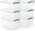 Citylife 33 QT 6 Packs Plastic Storage Bins with Lids and Secure Latching Buckles Clear Stackable Storage Containers for Organizing Durable Storage Box