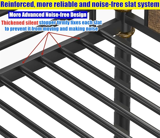 SIGONE Stronger & Safer Heavy Duty Queen Over Queen Size Bunk Bed for Adults Teens, Thickened More Stable Metal Bunkbed Frame (Greater Weight Capacity) (Queen Over Queen)