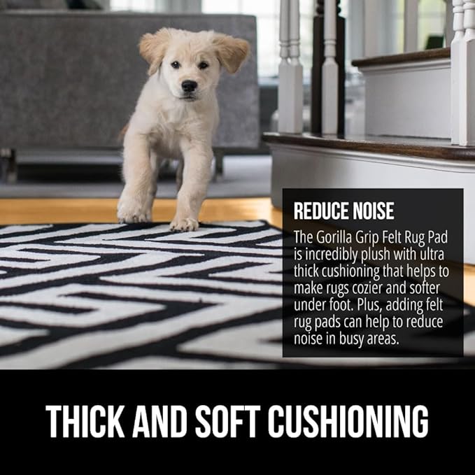 GORILLA GRIP Felt and Natural Rubber Stay in Place Slip Resistant Rug Pad, 1/4in Thick, 8x2 FT, Protective Padding Under Area Rugs, Cushioned Gripper Pads, Carpet Runners, Hardwood Floors Protection