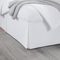 King Bed Skirt, Luxury 21 Inch Drop White Pleated Bed Skirt, Double Brushed Microfiber, Box Pleat Design, Wrinkle & Fade Resistant, Easy Fit Tailored Bedskirt for King Size Beds