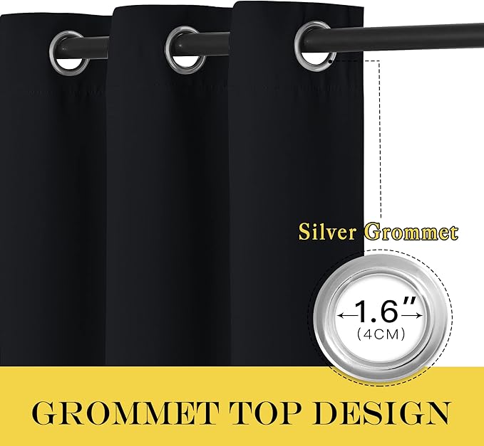 NICETOWN Window Curtain Blackout Blinds - Black Energy Saving Blackout Drapery for Bedroom/Living Room (1 Panel, 52 inches Wide by 45 inches Long)