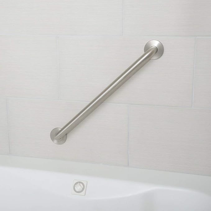 Amazon Basics Bathroom Handicap Safety Grab Bar, 36 Inch Length, 1.5 Inch Diameter, Holds up to 500LBs, ADA Compliant, Stainless Steel