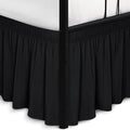 Biscaynebay Wrap Around Bed Skirts with Split Corners for Queen Beds 16" Drop, Black Elastic Dust Ruffles Adjustable Easy Fit Wrinkle & Fade Resistant Silky Luxurious Fabric Machine Washable