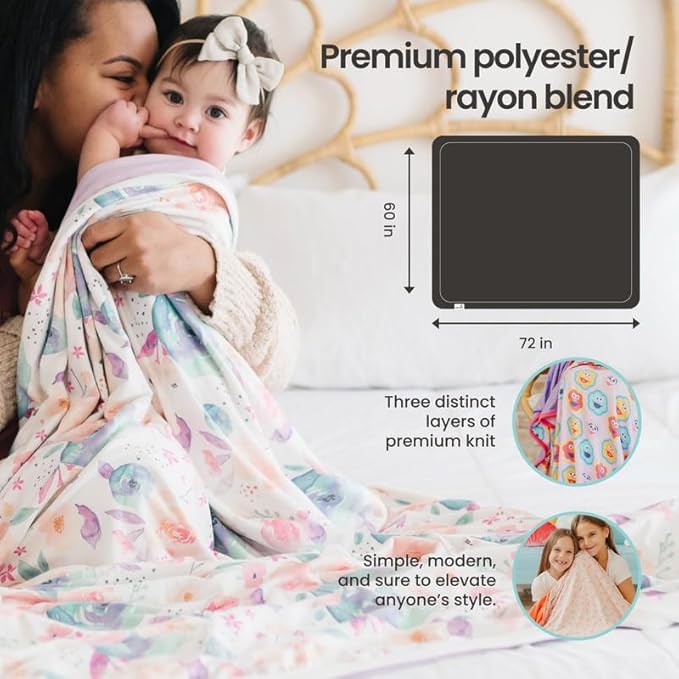 Copper Pearl Jumbo Premium Knit 3 Layer Stretchy Throw Blanket Rufus, Twin