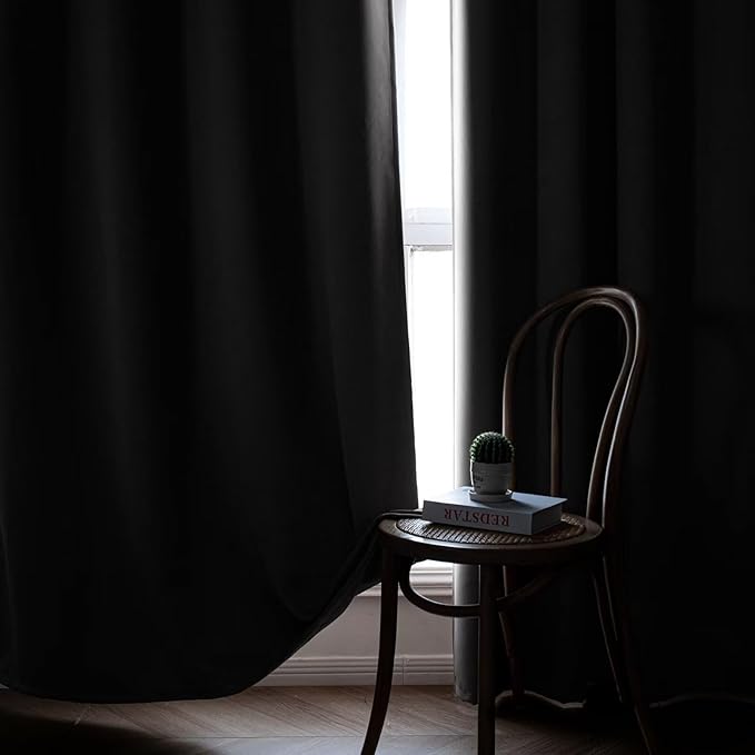 Blackout Curtains 108 Inch Length 2 Panels Set, Black Out Curtains for Bedroom 108 Inch Long, Rod Pocket Energy Saving Room Darkening Drapes for Living Room Light Grey(W52 x L108)