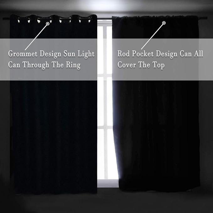 DONREN 2 Panels Blackout Curtain Panels for Bedroom - Room Darkening Thermal Insulated Drapes with Rod Pocket(Aqua,42 by 84 Inch)