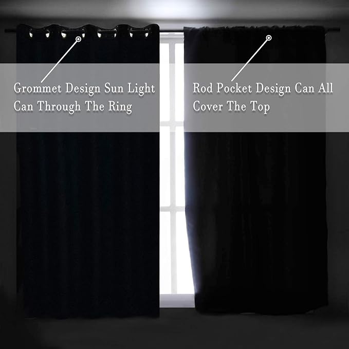 DONREN Coral Blackout Curtain Panels with Rod Pocket - Room Darkening Thermal Insulated Curtains for Bedroom (Salmon Color,42 W x 45 L Inch,2 Panels)
