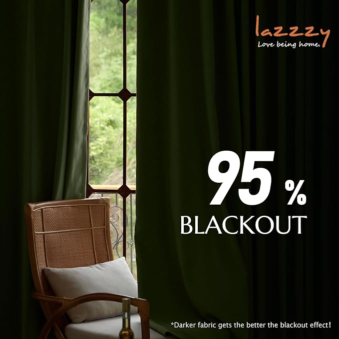 Lazzzy Green Velvet Blackout Curtains 90 Inches Long Thermal Insulated Room Darkening Lined Curtain Drapes Luxury Back Tab Window Treatments for Bedroom Living Room 2 Panels, 52 x 90 Inch, Olive Sage
