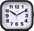 4.5" Compact Analog Alarm Clock, Silent Readable for Seniors, Easy to Set, Gradual Rise Alarm, Big Numbers, On/Off Switch on Side, Gentle Wake, Snooze, Lighted on Demand, Battery Operated, Black