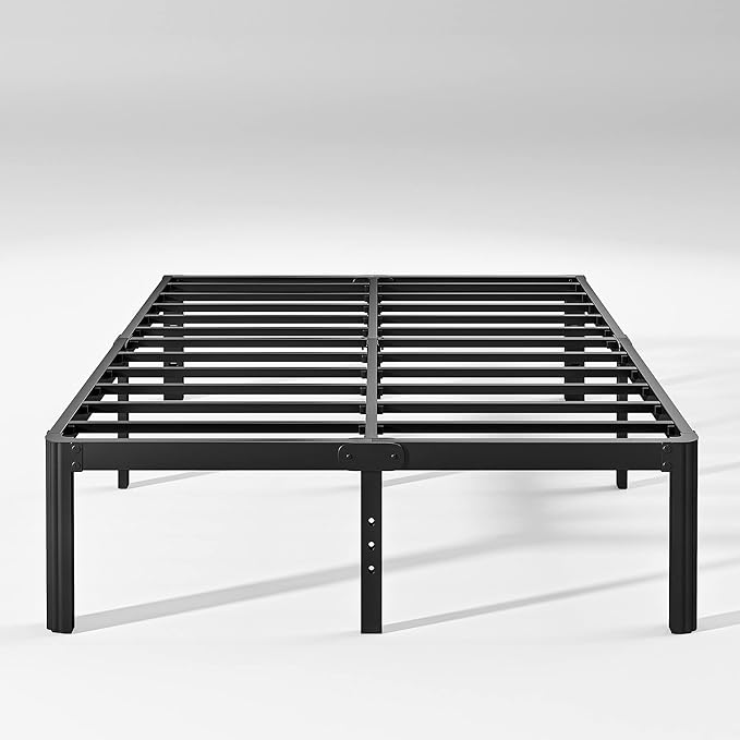 Hunlostten 14in High King Bed Frame No Box Spring Needed, Heavy Duty King Platform Bed Frame with Round Corners, Easy Assembly, Noise Free, Black