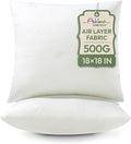 Ashler Throw Pillows Insert- 18x18 Pillow Inserts with Air Layer, Premium Bed and Couch Pillows - Indoor Decorative Throw Pillow, Square Cushion Sham Stuffer, Pack of 2, White