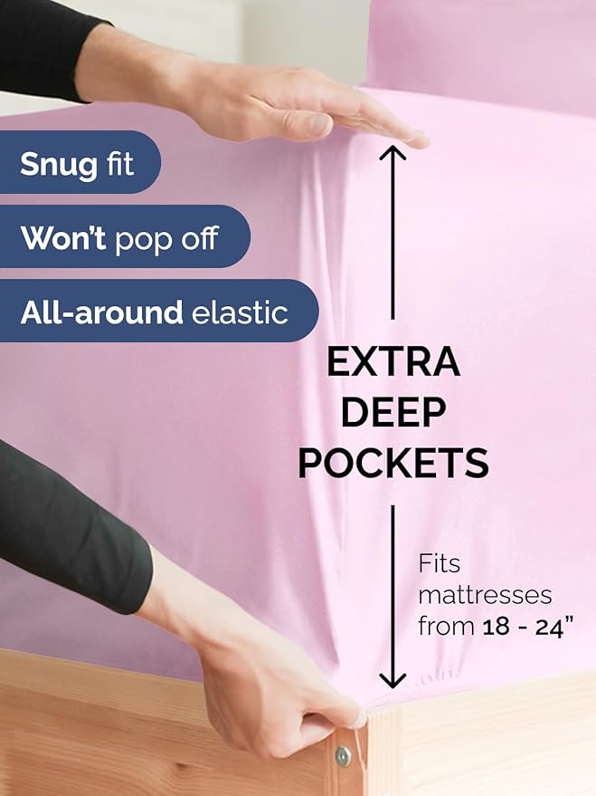 Extra Deep Cal King Sheet Set - 6 Piece Breathable and Cooling Sheets - Hotel Luxury Bed Sheets Set - Easy Fit - Soft, Wrinkle Free and Comfy Sheets Set - Light Pink Sheet Set with Extra Deep Pockets