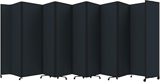 Versare Room Divider 360 Portable Wall Partition | Folding Panels | Large Freestanding Divider | Locking Wheels | Temporary Room Separator | 25' x 7'6'', Blue Spruce