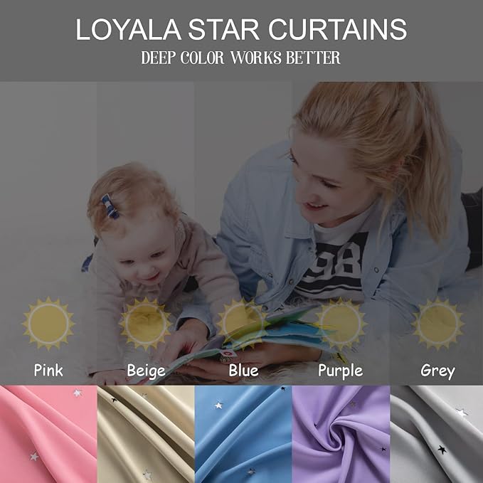 Star Curtains Blackout Curtains for Bedroom, Double Layer Curtains Nursery Curtains Cute Curtains, Kids Curtains for Girls, Curtains 96 Inches Long 2 Panels, Pink Curtains, 52 X 96 Inches