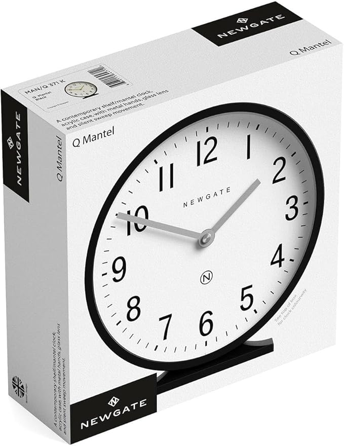 NEWGATE® Q Mantel Clock | Modern Classic Round Mantel Clock | Asparagus Green | Contemporary Style for Mantel, Desk, Table, Shelf or Bedside