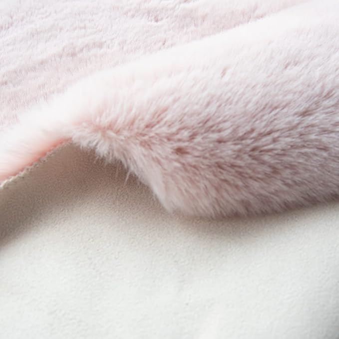 Pink Washable Fluffy Rug 5x7 Area Rugs for Bedroom Plush Faux Rabbit Shag Fur Rug for Living Room Nursery