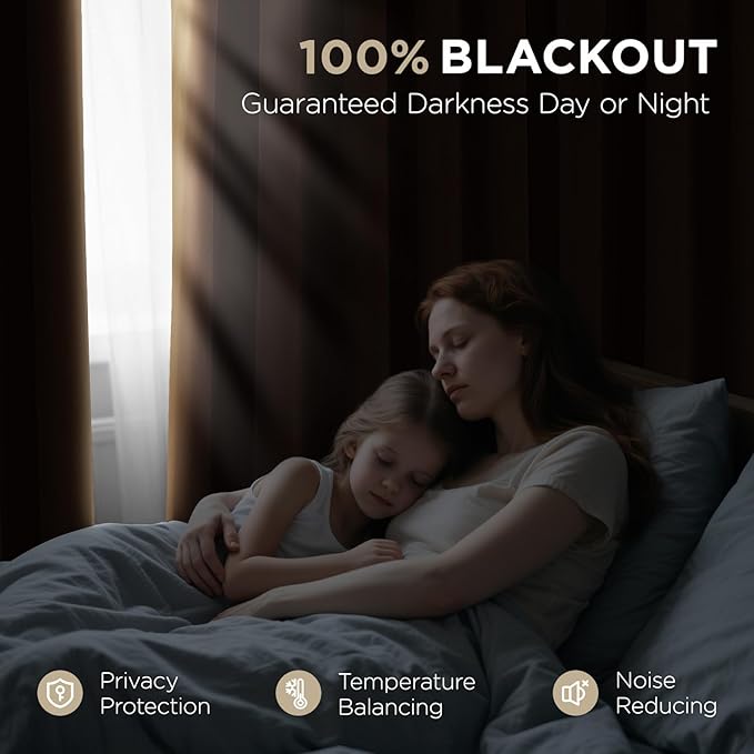 Joydeco Golden Brown 100% Blackout Curtains 102 Inch 2 Panels, Luxury Thermal Brown Velvet Curtains for Bedroom Living Room, Soundproof Blackout Window Drapes, Rod Pocket & Back Tab (52W x 102L)