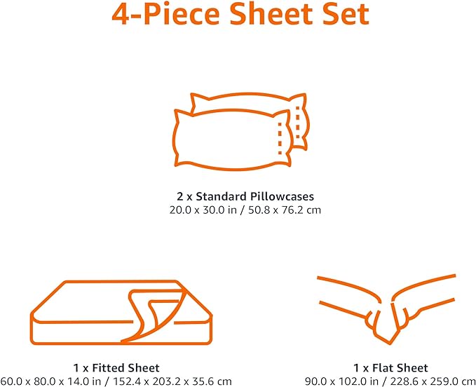 Amazon Basics Lightweight Super Soft Easy Care Microfiber 4 Piece Bed Sheet Set With 14" Deep Pockets, Queen, Blue Damask, Printed