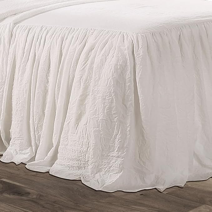 Lush Decor Ruffle Skirt Bedspread Set - 3-Piece Luxurious Farmhouse Bedding - Elegant Ruffle Detail - Timeless Style - Soft Lightweight Sheets - Queen, Grey