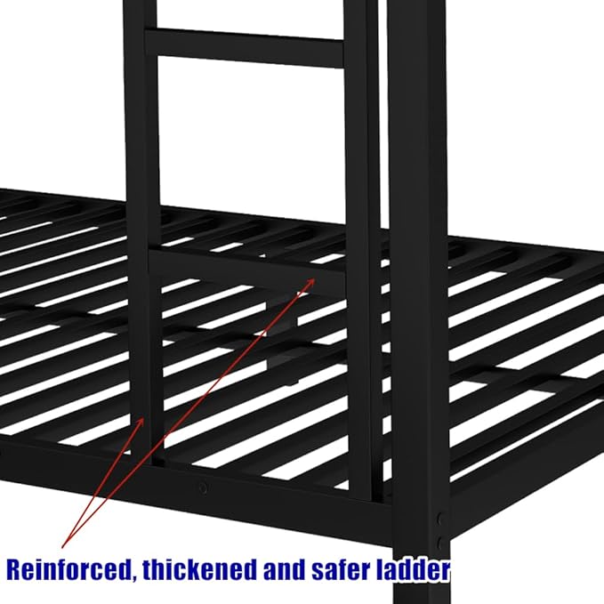Upgraded & Stronger Heavy Duty Metal Full Over Full Bunk Bed with Trundle for Adults & Teens, Thickened More Stable Safer Bunkbeds (Greater Weight Capacity)