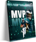 B.B.F MAKE 2025 Super Canvas Bowl Wall Art Champions MVP Hurts Canvas Wall Decor Eagles Poster Print Philadelphia Sports Star Picture Gift Modern Bedroom Living Room Home Decoration, Framed 16x20inch