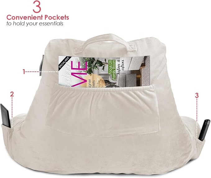 Nestl Reading Pillow for Kids & Teens with Shredded Memory Foam, Backrest Pillows for Reading, Watching, and Gaming, Use on The Couch, Bed, or Floor, Adjustable Support with Washable Cover Linen