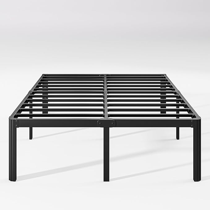 Hunlostten 16" High Heavy Duty California King Bed Frames No Box Spring Needed, Metal Platform Cal King Bed Frame with Round Corners, Easy Assembly, Noise Free, Black
