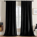 Joydeco Black Velvet Curtains 102 inch Length 2 Panels, Luxury Blackout Rod Pocket Thermal Insulated Window Curtains, Super Soft Room Darkening Drapes for Living Dining Room Bedroom,W52 x L102 inches
