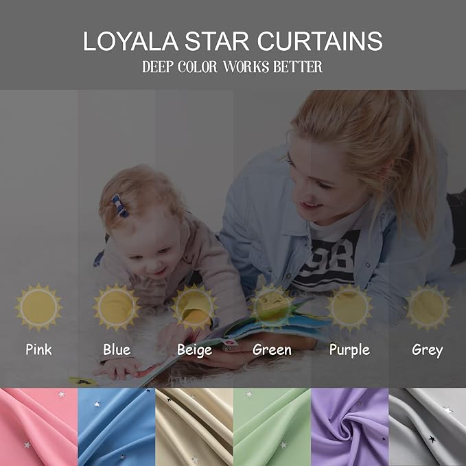 Star Double Layer Blackout Curtains for Bedroom, Kids - Cute, 96 Inches Long, 2 Panels Set, Beige, 42 X 96 Inches