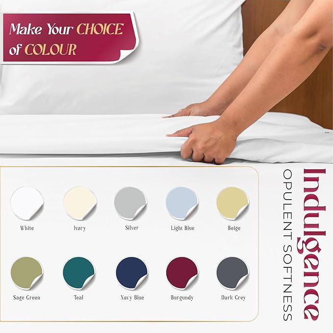 Mayfair Linen 100% Egyptian Cotton Queen Sheet set - Luxury 1200 High Thread Count Egyptian Cotton Sheets Queen Size (4 PC, Light Grey), Silky Soft, Cooling, 17" Deep Pocket Sateen Weave Hotel Bedding