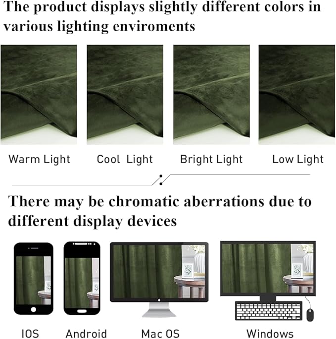 StangH Moss Green Curtains Velvet - Luxury Blackout Green Curtains for Holiday Decoration, Soft Thermal Window Treatments for Loft/Bedroom, W52 x L96, 2 Panels