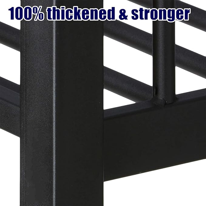 Higher Quality & Stronger Heavy Duty Metal Bunk Bed Frame Full XL Over Queen Size for Adults Teens, Thickened More Stable Steel Bunkbed (Full XL Over Queen)