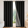 Joydeco Blackout Curtains for Bedroom - 100% Light Blocking 2 Panels Set Black Drapes 66" W x 84" L, Thermal Insulated Room Darkening Curtains, Linen Textured for Living Room, Rod Pocket & Back Tabs