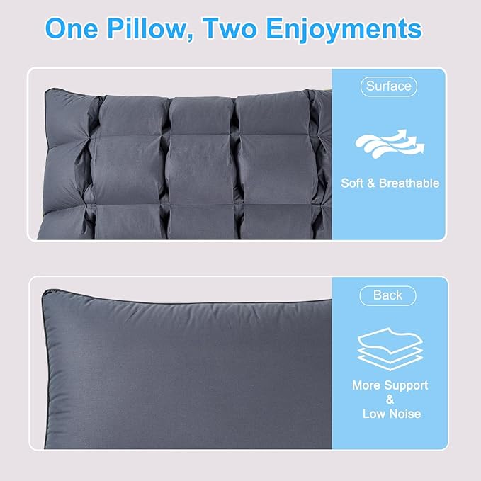 YOUR MOON Soft Pillow King for Sleeping, Super Soft Support Down Alternative Pillow, 100% Cotton Shell Luxury Comfy Fluffy Bed Pillows for Sleep(Gray)