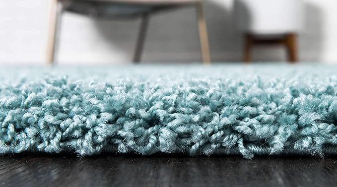 Unique Loom Solid Shag Collection Area Rug (2' 6" x 19' 8" Runner, Light Slate Blue)