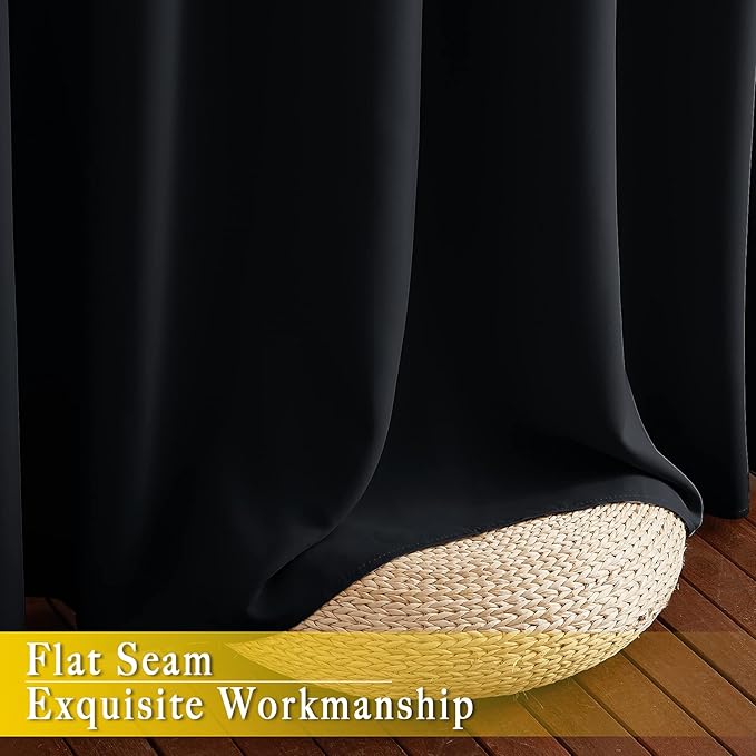 NICETOWN Black Out Curtain for Sliding Glass Door, Grommet Thermal Insulated Sound Reducing Window Treatment Weighted Wide Draperies for Bedroom/Living Room (W80 x L90, 1 Panel)